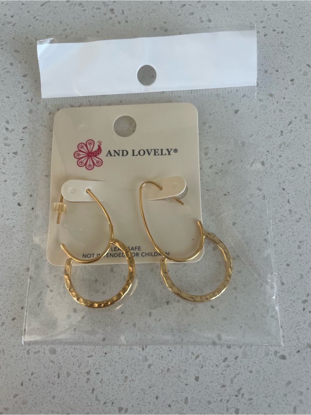 And Lovely Gold Tone Hammered Hoop Earrings New with tags
